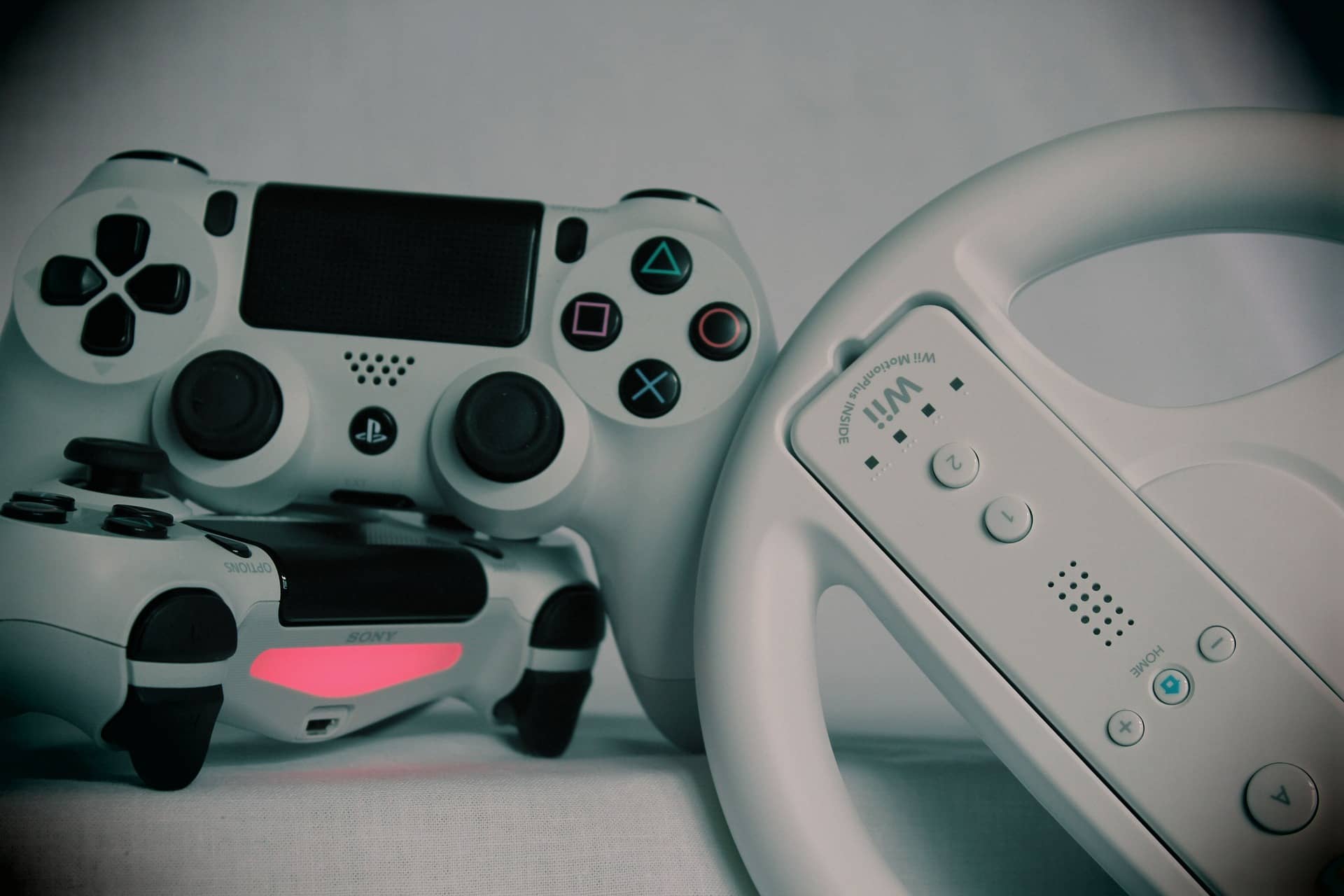 Gallery of gaming controllers and consoles
