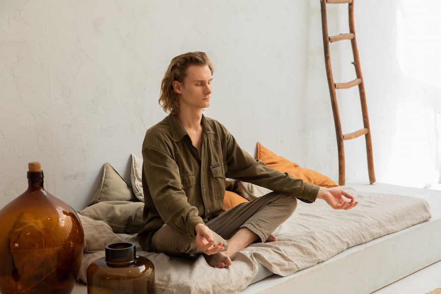 Man practicing mindfulness meditation