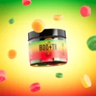 Boost Bites gummies canister with floating gummies